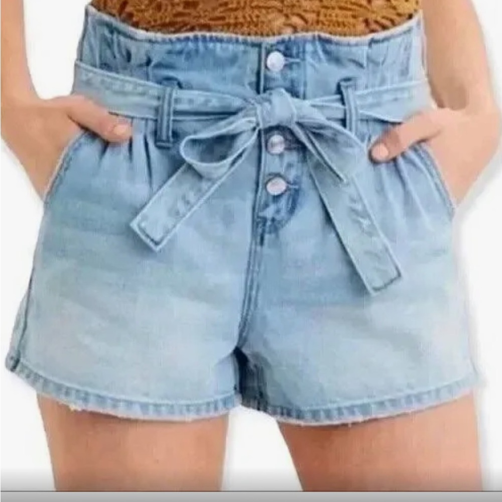 American Eagle High Rise Paperbag Button Fly Denim Short